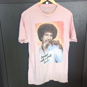 Men's Bob Ross Pink Graphic T-Shirt - Size Large New